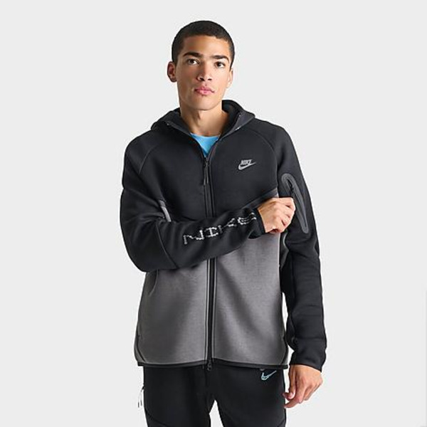 Nike Men's Tech Fleece Windrunner Digital Graphic Full-Zip Hoodie, L - Black/Iron Grey