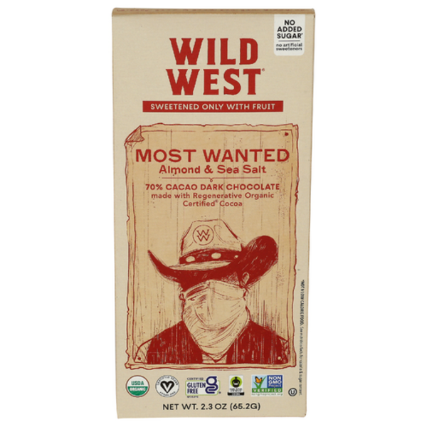 Wild West Chocolate Most Wanted Organic Dark Chocolate With Almond