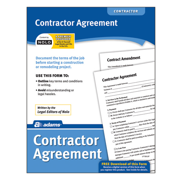 Adams Business Forms 8.5" x 11" Contractor Agreement Form