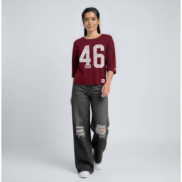 NFL San Francisco 49ers Women's Champion Washed Long Sleeve Jersey Tee, S