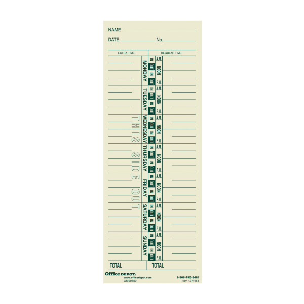 OfficeMax Single-Name Weekly Time Cards
