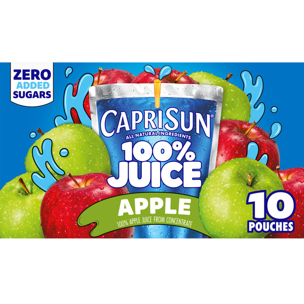 Capri Sun Naturally Flavored 100% Apple Juice Kids Drink Pouches