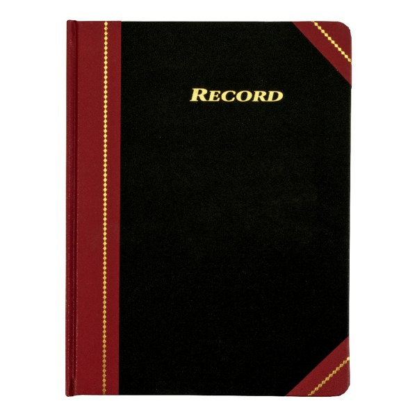 Adams 5 Squares per Inch 300 Tinted Pages Record Ledger - Black & Maroon - 10 3/4" x 8 1/4"