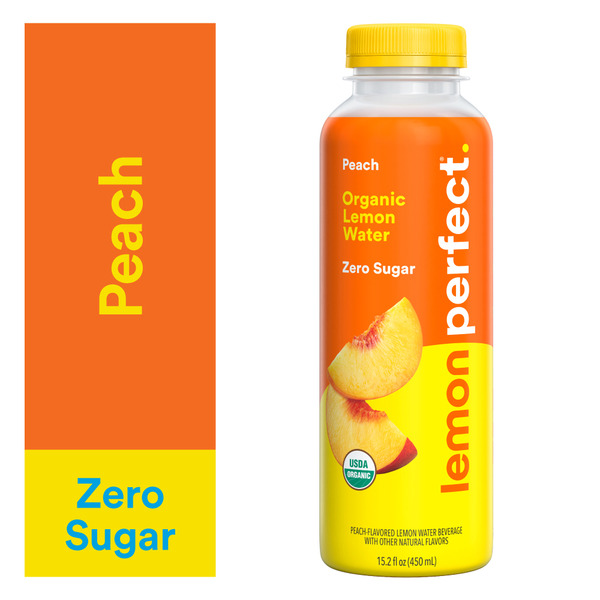 Lemon Perfect Peach, Flavored Lemon Water, Organic, Zero Sugar