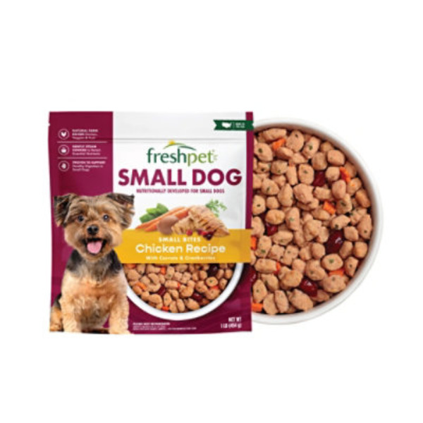 Freshpet Dog Food, Chicken Recipe with Carrots & Cranberries, Bite Size, Small Dog