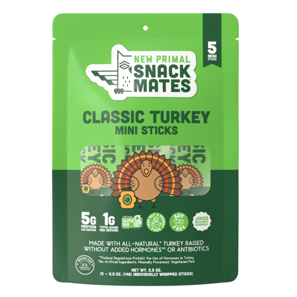 New Primal Snack Mates Turkey Mini Meat Sticks, All Natural Same