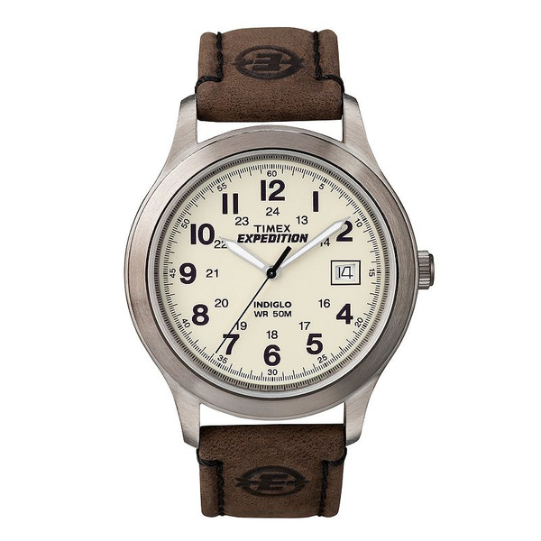 Timex Men's Expedition T49870 Metal Field Brown Leather Strap Watch