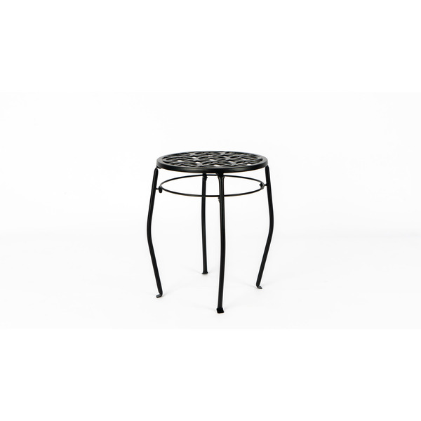 allen + roth 15-in H x 11.81-in W black Indoor Round Cast iron Plant Stand