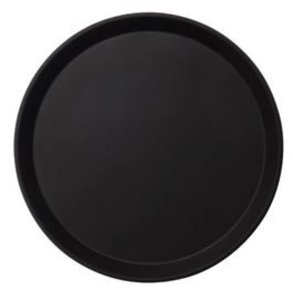 Camtread Serving Tray, round, 11" dia., fiberglass with non-skid surface, black, NSF