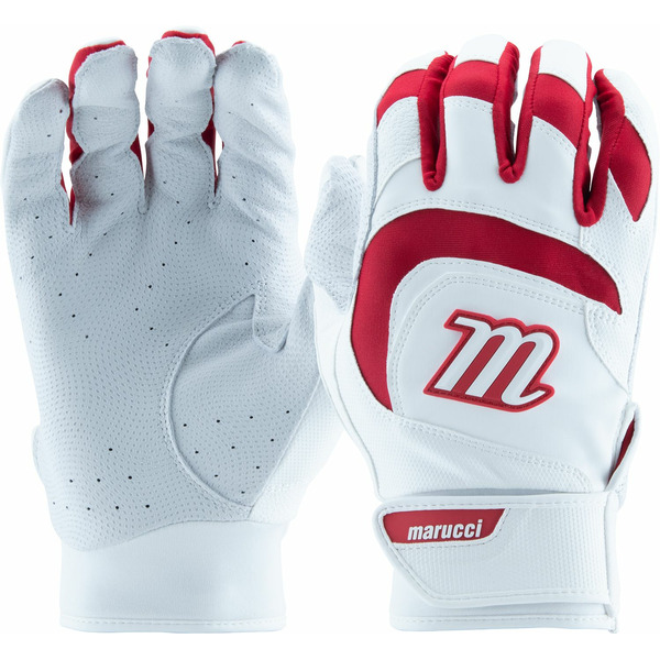 Marucci Adults' Signature 4 Batting Gloves, Large - White & Red