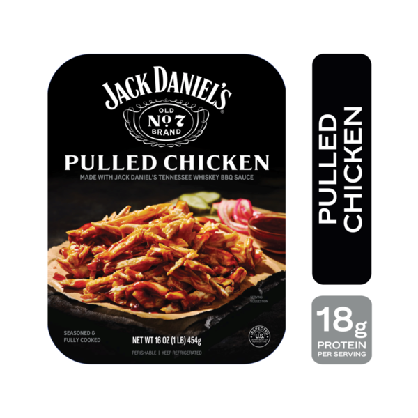 Jack Daniel's Seasoned Pulled Chicken, Fully Cooked, Ready to Heat, 16 oz Tray (Refrigerated)