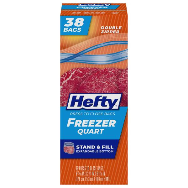 Hefty Double Zipper Freezer Quart Press to Close Bags Same-Day Delivery ...