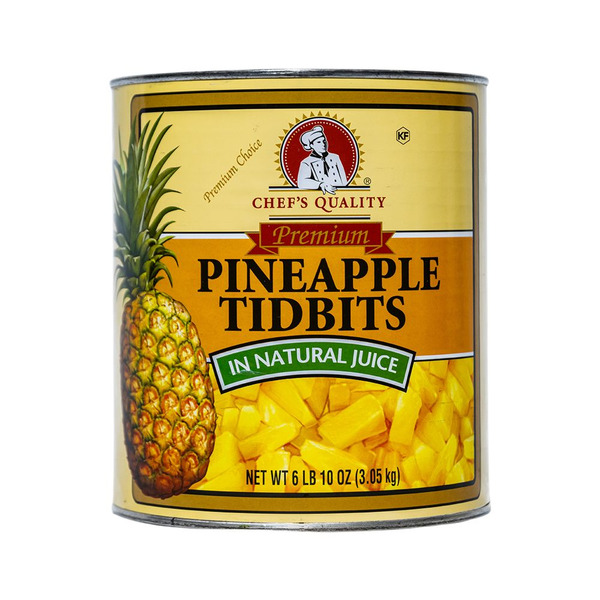 Chef's Quality - Pineapple Tidbits in Natural Juice, Choice - #10 cans