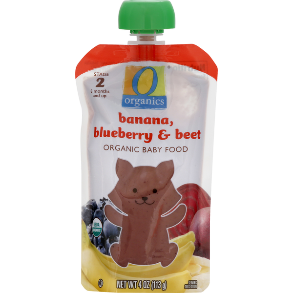 O Organics Baby Food, Organic, Banana, Blueberry & Beet, Stage 2 (6 months and up)