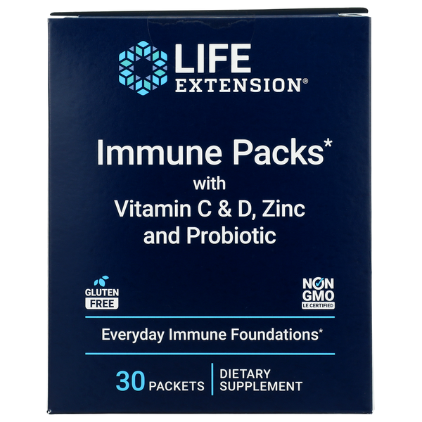 Life Extension Immune Packs with Vitamin C & D, Zinc and Probiotic
