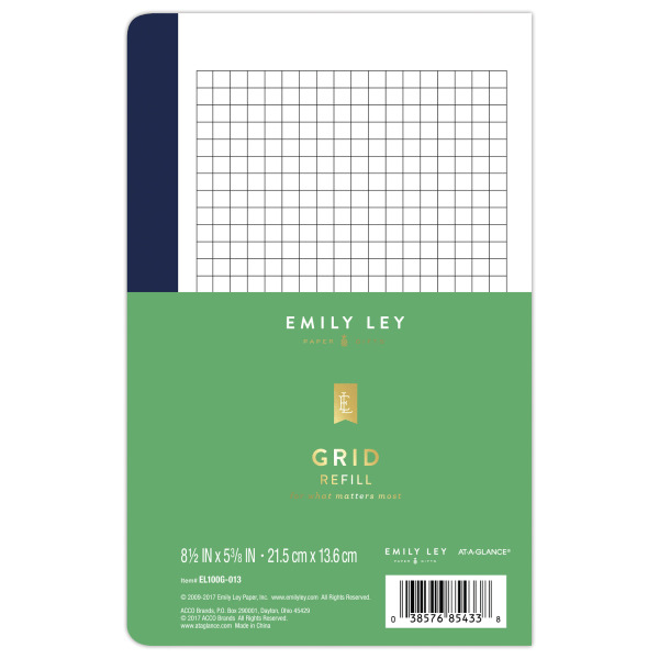 At-a-Glance EL100G-013 5.38" x 8.5" Undated Grid White Emily Ley System Notes Refill