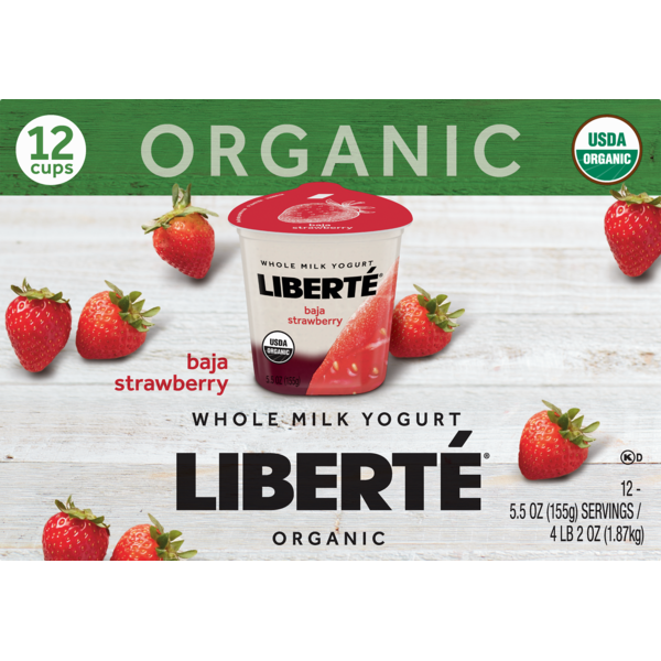 Liberté Organic Whole Milk Yogurt Baja Strawberry (5.5 oz) Instacart