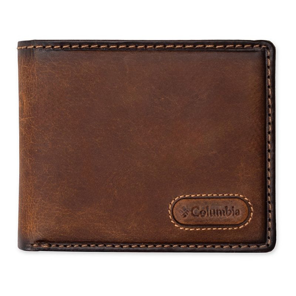 Columbia Men's Columbia RFID-Blocking Extra Capacity Leather Bifold Wallet, Dark Beige