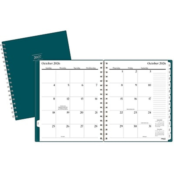 Mead 2027 Essentials Monthly Planner with Plastic Cover, 7 x 8 in - Teal