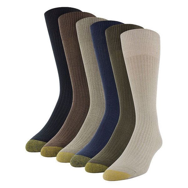 GOLDTOE Men's Stanton Crew Socks, Large - Brown, Blue & Black