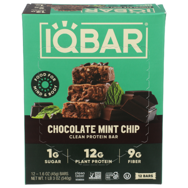 Iq Bar Chocolate Mint Chip Bar 12 Pack Bar