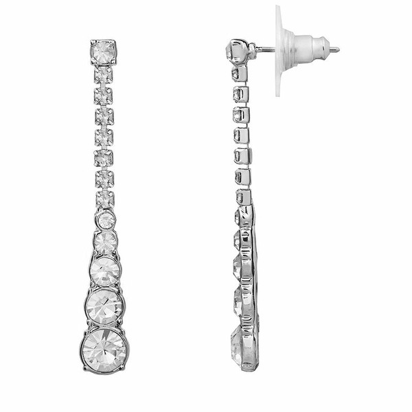 LC Lauren Conrad Linear Simulated Crystal Nickel Free Drop Earrings - Silver Tone