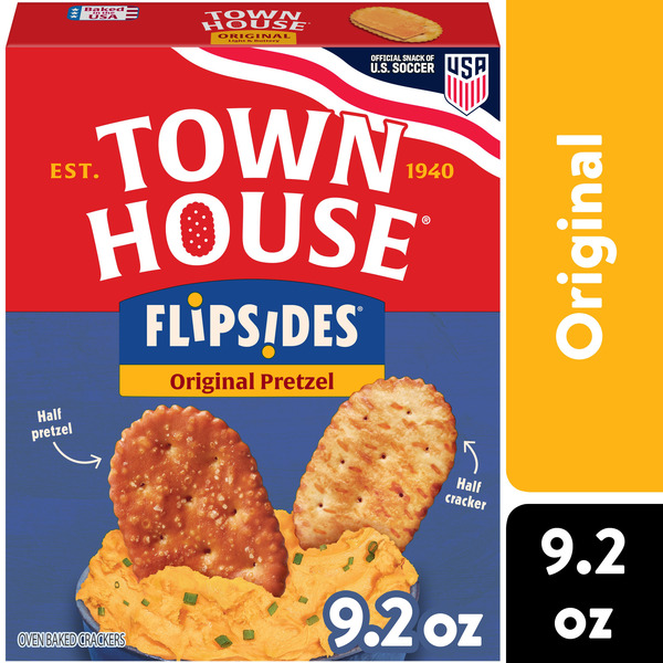 Town House FlipSides Original Oven Baked Crackers, Salty Snacks, 9.2 oz