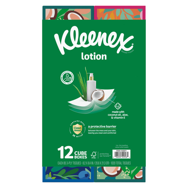 Kleenex Soothing Lotion Facial Tissue, 3-Ply, 85-count, 12-pack