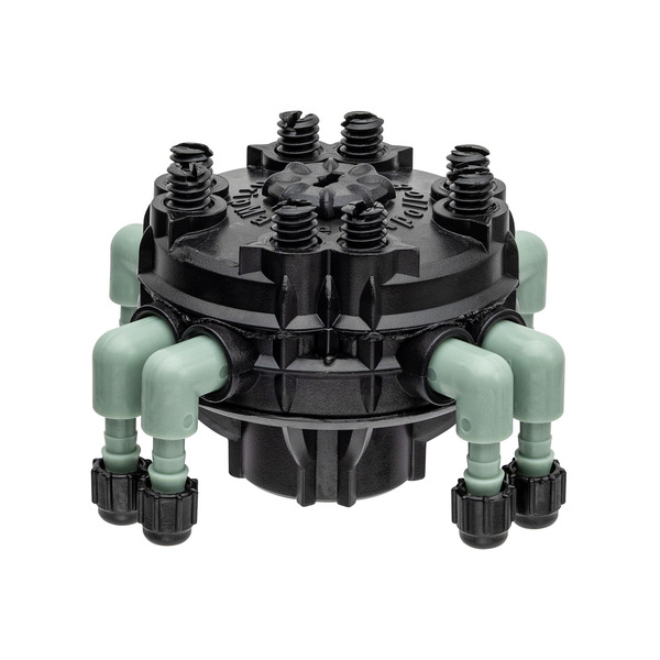 Orbit 8 -Port NPT Adjustable Flow Control Irrigation Manifold with Filter