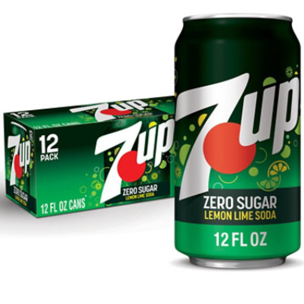 7UP Soda, Lemon Lime, Zero Sugar, 12 Pack