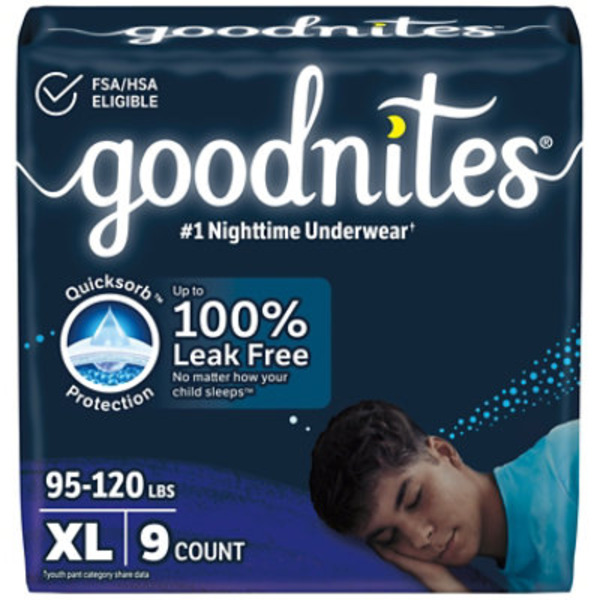 Goodnites Boys' Nighttime Bedwetting Underwear, Size Extra Large (95-120 lbs)