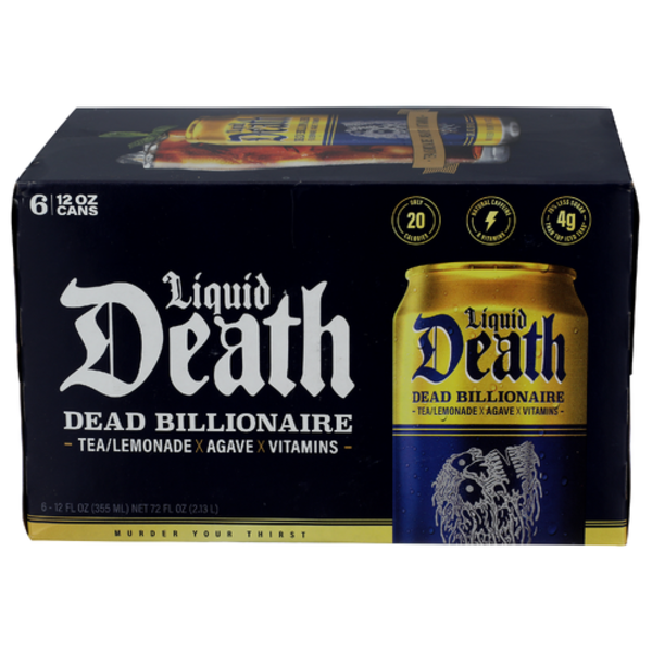 Liquid Death Dead Billionaire Iced Tea With Lemonade, Agave & Vitamins 6 Pack Case