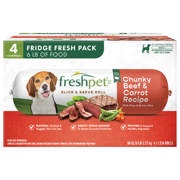 Freshpet Adult Slice & Serve Roll Chunky Beef & Carrot Recipe Dog Food