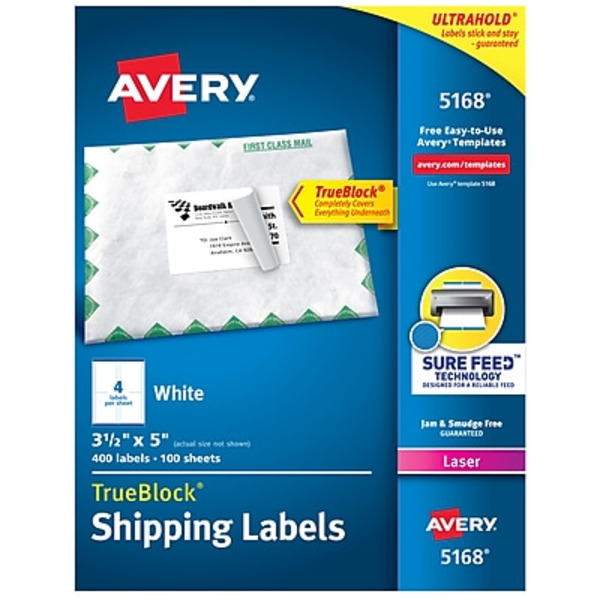 Avery Dennison 3.5" x 5" Shipping Label With TrueBlock Laser
