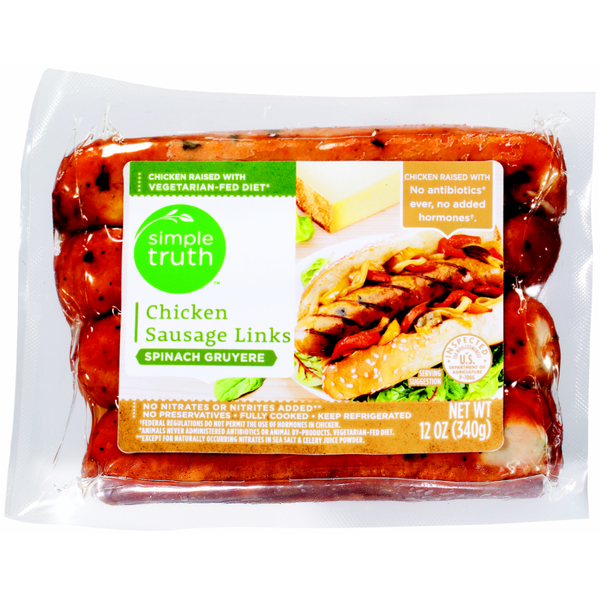 Simple Truth Spinach Gruyere Chicken Sausage Links (12 oz) from Kroger