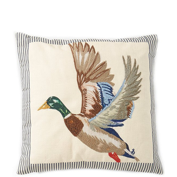 Southern Living Embroidered Mallard Print Square Pillow