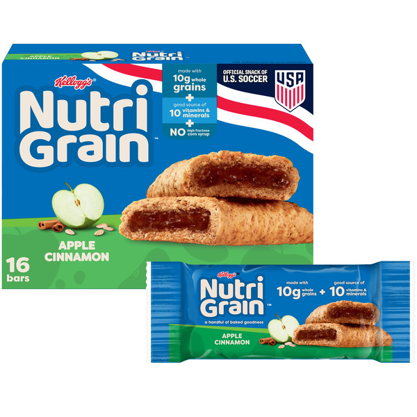 Kellogg’s Nutri-Grain Apple Cinnamon Breakfast Bars, Made With 10g Whole Grains