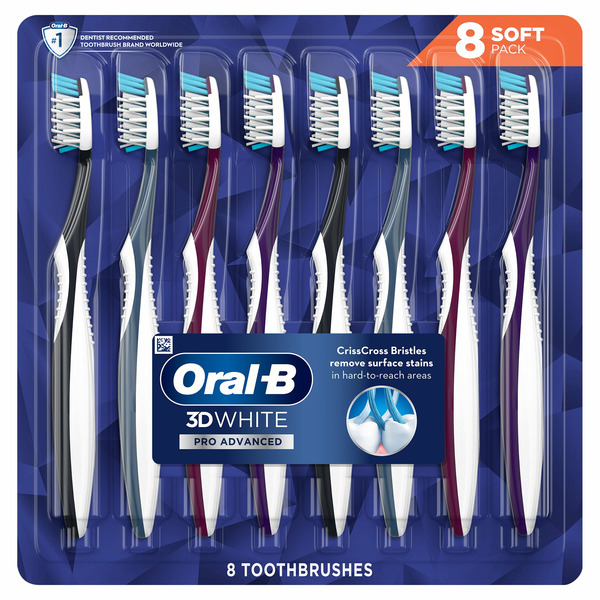 Oral-B 3D White Pro Advance Toothbrush, 8-count Same-Day Delivery