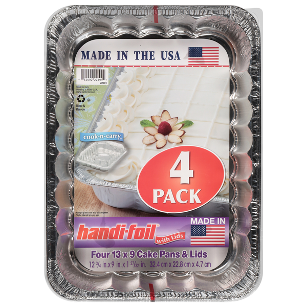 Standstill 行き詰まり　4枚セット　FOIL 継ぎ目なし Handi-foil 13 x 9 Cake Pans & Lids Same-Day Delivery or Pickup