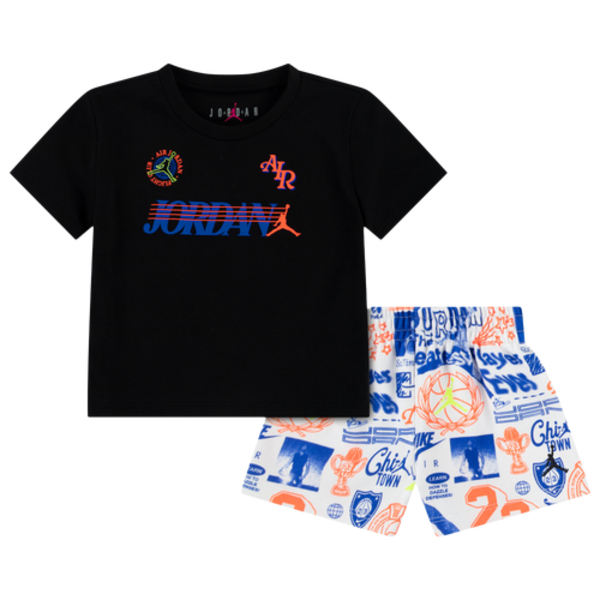 Jordan Sports Club Patch Shorts Set, 18MO - White/Red
