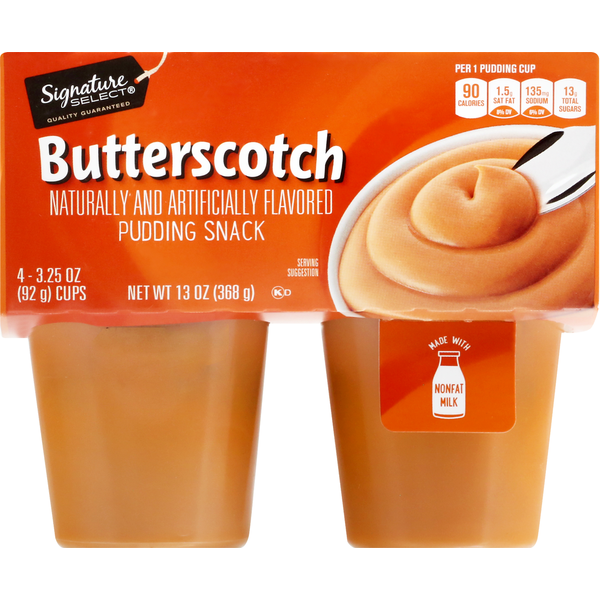 Signature SELECT Pudding Snack, Butterscotch, 4 Pack