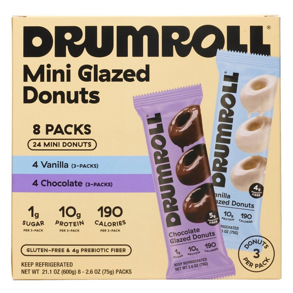 Drumroll Mini Glazed Donuts Variety Pack, 8-count