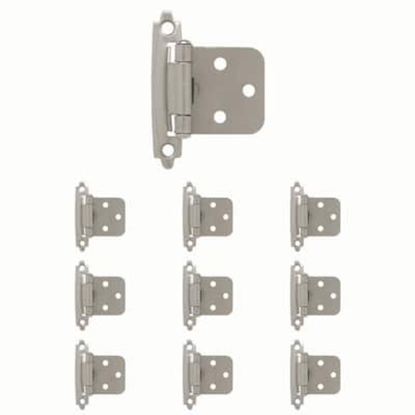 Liberty 5 Pair Face Frame Variable Overlay Self-closing Satin Nickel Cabinet Hinge (10 Pieces)