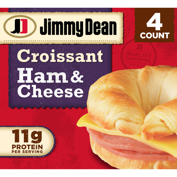 Jimmy Dean Croissant Breakfast Sandwiches with Ham and Cheese, Frozen, 4 Count