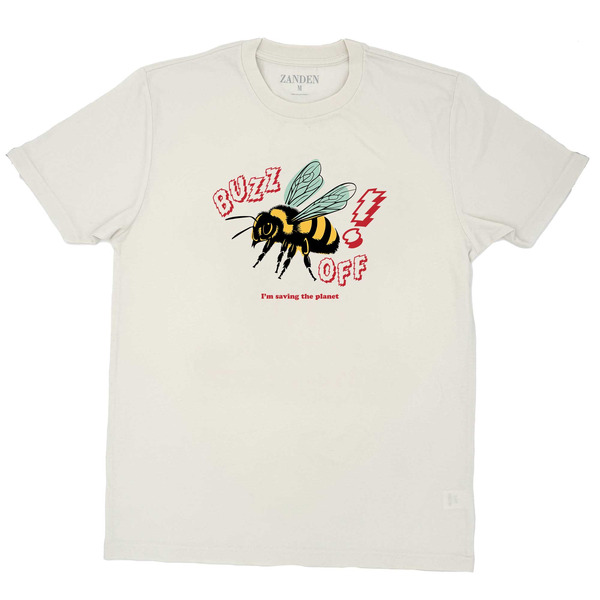 Zanden Adults' Buzz Off Bee Graphic T-Shirt, M - Off-White