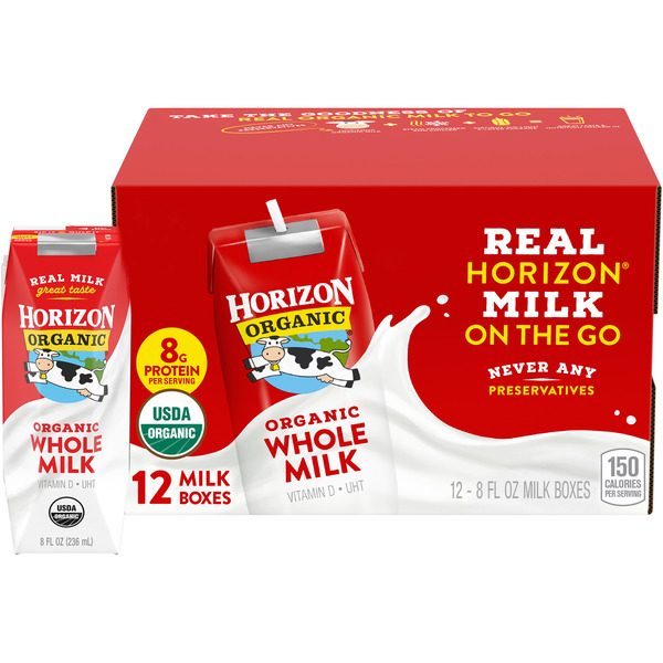 Horizon Organic Shelf Stable Whole Milk Boxes, 8 fl oz, 12 Count​