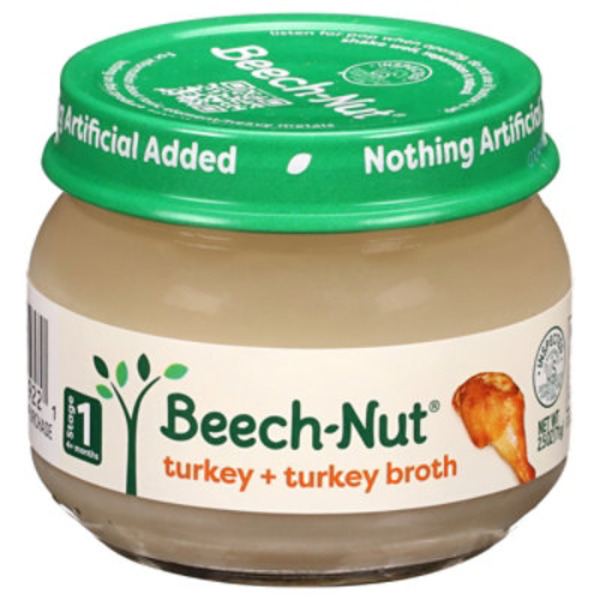 Beech-Nut Stage 1 Baby Food, Turkey & Turkey Broth, 2.5 oz Jar