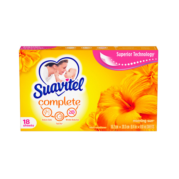Suavitel Complete Dryer Sheets, Morning Sun, 18 Sheets, 15 Pk