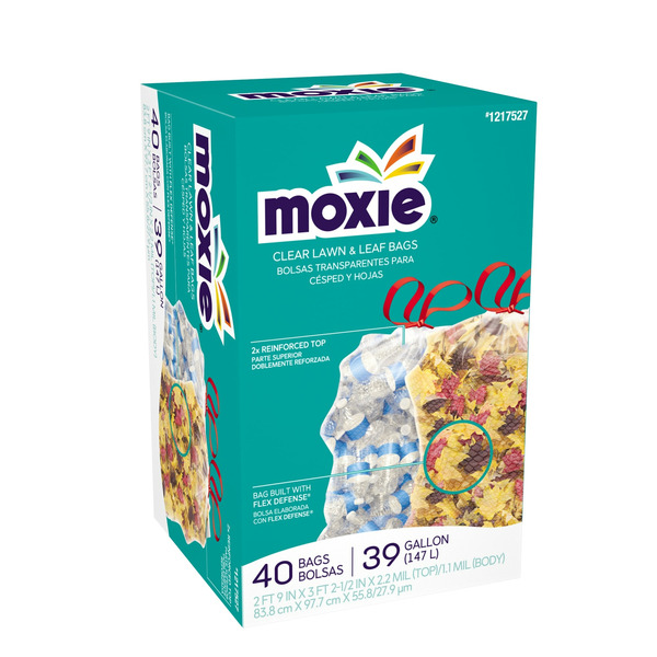 MOXIE 39-Gallon Scent free Clear Outdoor Plastic Lawn and leaf Drawstring Trash Bag 40 -Count