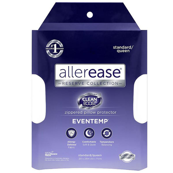 Aller Ease Clean Boost Zippered Pillow Protector, Standard/Queen